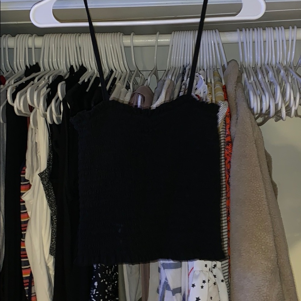 Black scrunchy spaghetti strap tube top